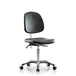 Poly Clean Room Chair, Med Bench, Med Back, Casters, Gray Poly