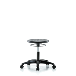 Huron Polyurethane Stool - Desk Height with Casters in Black Polyurethane