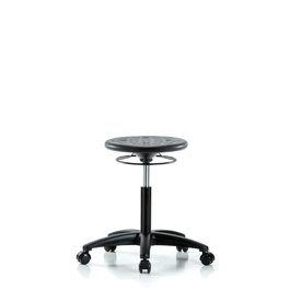 Huron Polyurethane Stool - Medium Bench Height with Casters in Black Polyurethane