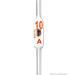 Borosil Class A Volumetric Pipets with Batch Certificate, 8 mL