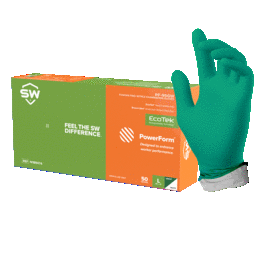 SW(R) PowerForm(R) PF-95GW Dual-Color Green/White 5.9mil Sustainable Skin-Improving Nitrile Exam Gloves - 2X-Large