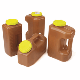 Container, 24 Hour Urine Collection, 3000 mL (3 Liter), Affixed TransferTop Screwcap, Amber