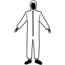 Epic SMS High Performance Coveralls with Attached Hood, Elastic Wrists and Ankles, Zipper Front, White, 2XL