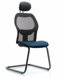 Executive Windrowe Mesh Back Guest Chair with Marine Blue Supernova Seat and Head Rest