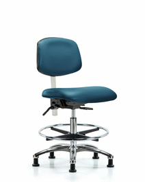 Class 100 Vinyl Clean Room Chair - Medium Bench Height with Chrome Foot Ring and Stationary Glides in Borscht Supernova Vinyl