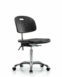 Class 100 Newport Industrial Polyurethane Clean Room Chair - Medium Bench Height with Seat Tilt and Casters in Blue Polyurethane