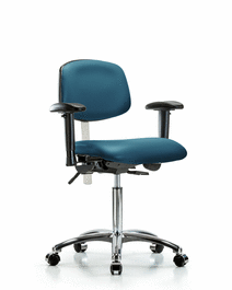 Class 100 Vinyl Clean Room Chair - Medium Bench Height with Adjustable Arms and Casters in Borscht Supernova Vinyl