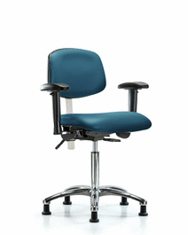 Class 100 Vinyl Clean Room Chair - Medium Bench Height with Adjustable Arms and Stationary Glides in Borscht Supernova Vinyl