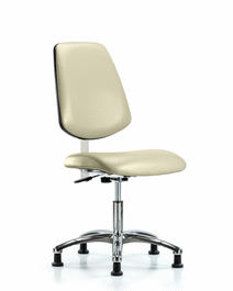 Class 100 Vinyl Clean Room Chair - Desk Height with Medium Back and Stationary Glides in Borscht Supernova Vinyl