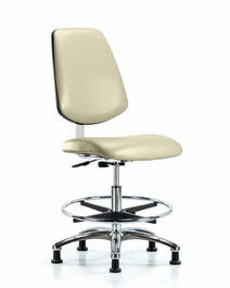 Class 10 CR Vinyl Chair Chrome-Medium Bench Height w/ Medium Back, Chrome Foot Ring, and Stationary Glides, Colonial Blue Trailblazer Vinyl