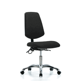 Fabric ESD Chair - Desk Height with Medium Back and ESD Casters in ESD Black Fabric