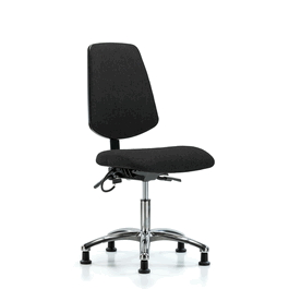 Fabric ESD Chair - Desk Height with Medium Back and ESD Stationary Glides in ESD Black Fabric