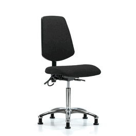 Fabric ESD Chair - Medium Bench Height with Medium Back and ESD Stationary Glides in ESD Black Fabric
