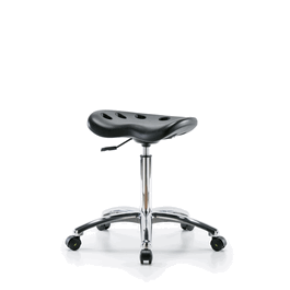 Polyurethane ESD Tractor Stool Chrome - Medium Bench Height with ESD Casters in ESD Black Polyurethane