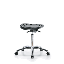 Polyurethane ESD Tractor Sit-Stand Stool Chrome - Medium Bench Height with ESD Casters in ESD Black Polyurethane