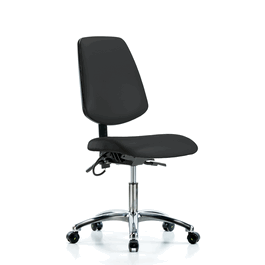 Vinyl ESD Chair - Desk Height with Medium Back, Seat Tilt, and ESD Casters in ESD Black Vinyl