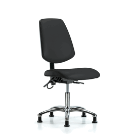 Vinyl ESD Chair - Desk Height with Medium Back, Seat Tilt, and ESD Stationary Glides in ESD Black Vinyl