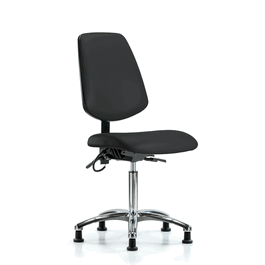 Vinyl ESD Chair - Medium Bench Height with Medium Back and ESD Stationary Glides in ESD Black Vinyl