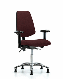 Fabric Chair Chrome - Desk Height with Medium Back, Seat Tilt, Adjustable Arms, and Stationary Glides in Navy Fabric