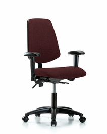 Fabric Chair - Desk Height with Medium Back, Adjustable Arms, and Casters in Black Fabric