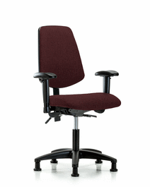 Fabric Chair - Desk Height with Medium Back, Adjustable Arms, and Stationary Glides in Black Fabric