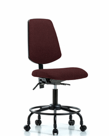Fabric Chair - Desk Height with Round Tube Base, Medium Back, Seat Tilt, and Casters in Black Fabric