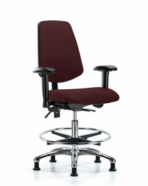 Fabric Chair Chrome - Medium Bench Height with Medium Back, Adjustable Arms, Chrome Foot Ring, and Stationary Glides in Black Fabric