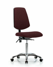 Fabric Chair Chrome - Medium Bench Height with Medium Back, Seat Tilt, and Casters in Black Fabric