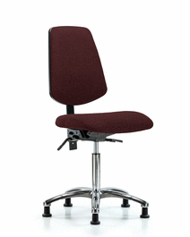 Fabric Chair Chrome - Medium Bench Height with Medium Back, Seat Tilt, and Stationary Glides in Black Fabric