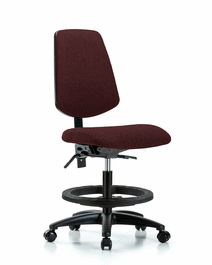 Fabric Chair - Medium Bench Height with Medium Back, Black Foot Ring, and Casters in Black Fabric