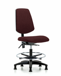 Fabric Chair - Medium Bench Height with Medium Back, Chrome Foot Ring, and Stationary Glides in Black Fabric