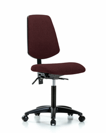 Fabric Chair - Medium Bench Height with Medium Back and Casters in Black Fabric