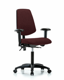 Fabric Chair - Medium Bench Height with Medium Back, Adjustable Arms, and Casters in Blue Fabric