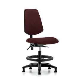 Fabric Chair - Medium Bench Height with Medium Back, Seat Tilt, Black Foot Ring, and Stationary Glides in Black Fabric