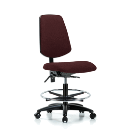 Fabric Chair - Medium Bench Height with Medium Back, Seat Tilt, Chrome Foot Ring, and Stationary Glides in Black Fabric