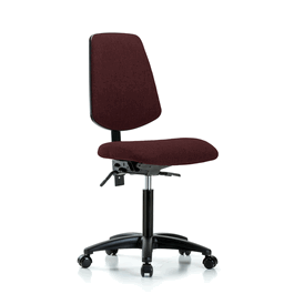 Fabric Chair - Medium Bench Height with Medium Back, Seat Tilt, and Casters in Black Fabric