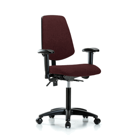 Fabric Chair - Medium Bench Height with Medium Back, Seat Tilt, Adjustable Arms, and Casters in Black Fabric