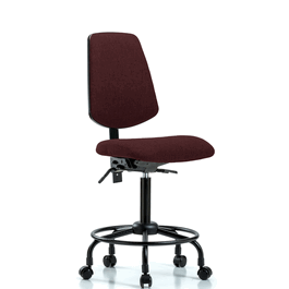 Fabric Chair - Medium Bench Height with Round Tube Base, Medium Back, and Casters in Black Fabric