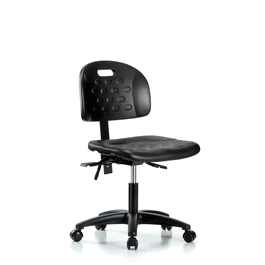 Newport Industrial Polyurethane Chair - Desk Height with Seat Tilt and Casters in Blue Polyurethane
