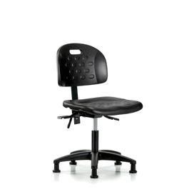 Newport Industrial Polyurethane Chair - Desk Height with Seat Tilt and Stationary Glides in Blue Polyurethane