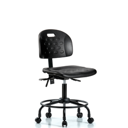 Newport Industrial Polyurethane Chair with Round Tube Base - Desk Height with Seat Tilt and Casters in Blue Polyurethane