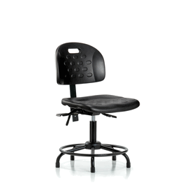 Newport Industrial Polyurethane Chair with Round Tube Base - Desk Height with Seat Tilt and Stationary Glides in Blue Polyurethane