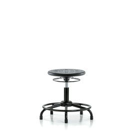 Huron Polyurethane Stool with Round Tube Base - Desk Height with Stationary Glides in Blue Polyurethane