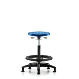 Huron Polyurethane Stool - High Bench Height with Black Foot Ring and Stationary Glides in Black Polyurethane