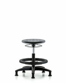 Huron Polyurethane Stool - Medium Bench Height with Black Foot Ring and Stationary Glides in Black Polyurethane