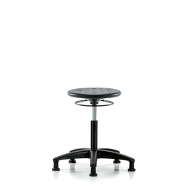 Huron Polyurethane Stool - Medium Bench Height with Stationary Glides in Black Polyurethane