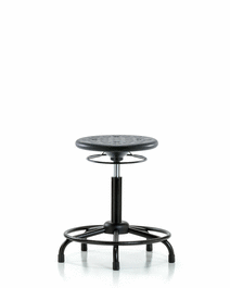 Huron Polyurethane Stool with Round Tube Base - Medium Bench Height with Stationary Glides in Black Polyurethane