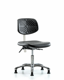 Class 100 Polyurethane Clean Room Chair - Desk Height with Seat Tilt and Stationary Glides in Black Polyurethane