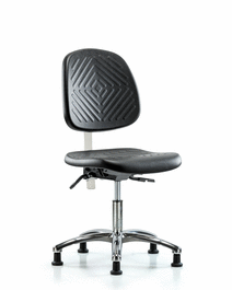 Class 100 Polyurethane Clean Room Chair - Desk Height with Medium Back, Seat Tilt, and Stationary Glides in Blue Polyurethane