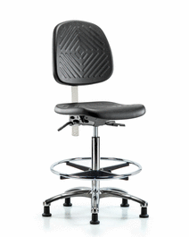 Poly Clean Room Chair, High Bench, Med Back, Glides, Gray Poly